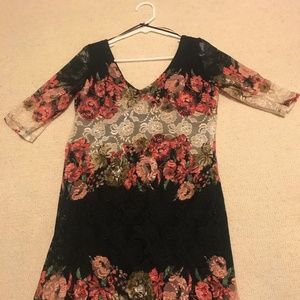 Floral Sheath Netting Dress